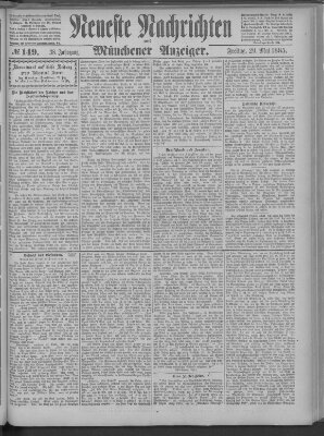 Neueste Nachrichten und Münchener Anzeiger (Münchner neueste Nachrichten) Freitag 29. Mai 1885