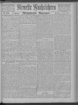 Neueste Nachrichten und Münchener Anzeiger (Münchner neueste Nachrichten) Sonntag 7. Juni 1885