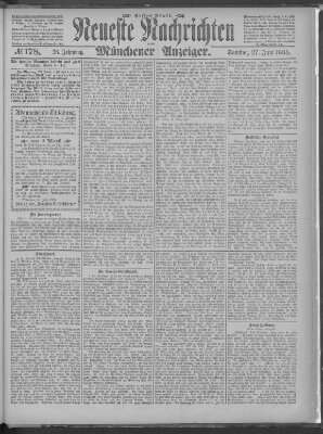 Neueste Nachrichten und Münchener Anzeiger (Münchner neueste Nachrichten) Samstag 27. Juni 1885