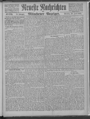 Neueste Nachrichten und Münchener Anzeiger (Münchner neueste Nachrichten) Sonntag 28. Juni 1885