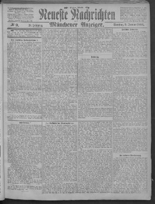 Neueste Nachrichten und Münchener Anzeiger (Münchner neueste Nachrichten) Samstag 9. Januar 1886