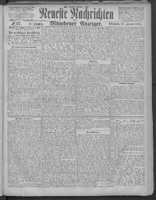 Neueste Nachrichten und Münchener Anzeiger (Münchner neueste Nachrichten) Mittwoch 27. Januar 1886