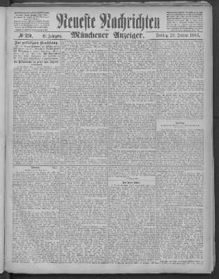 Neueste Nachrichten und Münchener Anzeiger (Münchner neueste Nachrichten) Freitag 29. Januar 1886