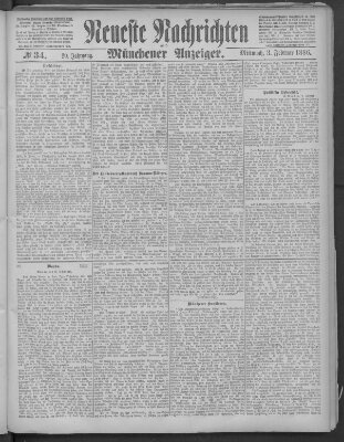 Neueste Nachrichten und Münchener Anzeiger (Münchner neueste Nachrichten) Mittwoch 3. Februar 1886