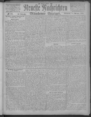 Neueste Nachrichten und Münchener Anzeiger (Münchner neueste Nachrichten) Mittwoch 10. Februar 1886