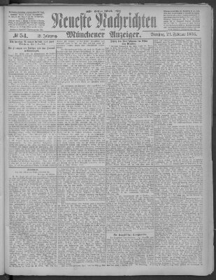 Neueste Nachrichten und Münchener Anzeiger (Münchner neueste Nachrichten) Dienstag 23. Februar 1886