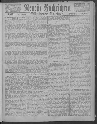 Neueste Nachrichten und Münchener Anzeiger (Münchner neueste Nachrichten) Donnerstag 4. März 1886