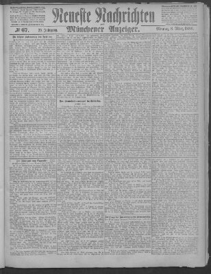 Neueste Nachrichten und Münchener Anzeiger (Münchner neueste Nachrichten) Montag 8. März 1886