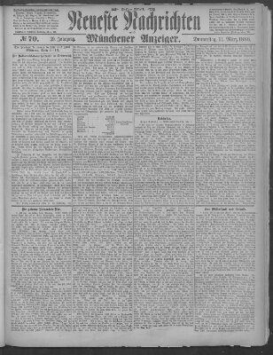 Neueste Nachrichten und Münchener Anzeiger (Münchner neueste Nachrichten) Donnerstag 11. März 1886