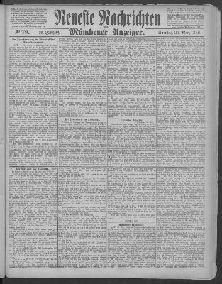 Neueste Nachrichten und Münchener Anzeiger (Münchner neueste Nachrichten) Samstag 20. März 1886