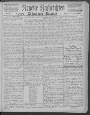 Neueste Nachrichten und Münchener Anzeiger (Münchner neueste Nachrichten) Dienstag 23. März 1886