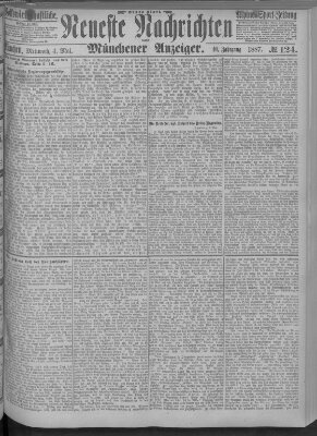 Neueste Nachrichten und Münchener Anzeiger (Münchner neueste Nachrichten) Mittwoch 4. Mai 1887