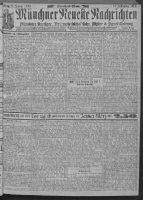 Münchner neueste Nachrichten Samstag 5. Januar 1889