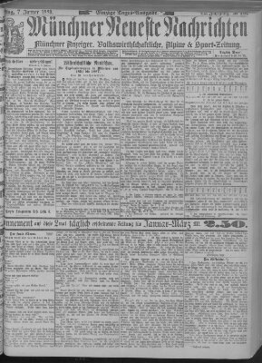 Münchner neueste Nachrichten Montag 7. Januar 1889