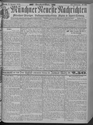 Münchner neueste Nachrichten Mittwoch 9. Januar 1889