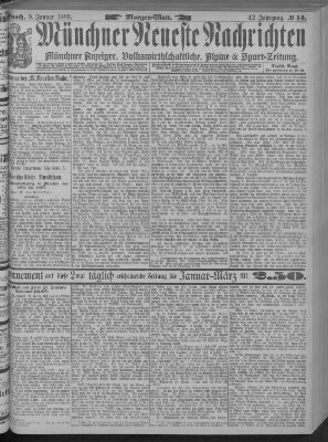 Münchner neueste Nachrichten Mittwoch 9. Januar 1889