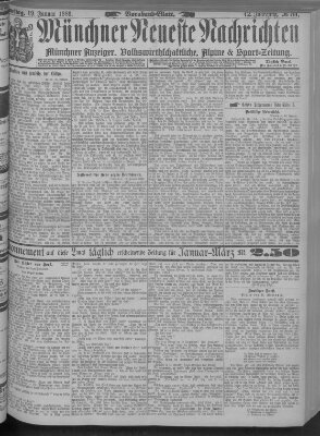 Münchner neueste Nachrichten Samstag 19. Januar 1889