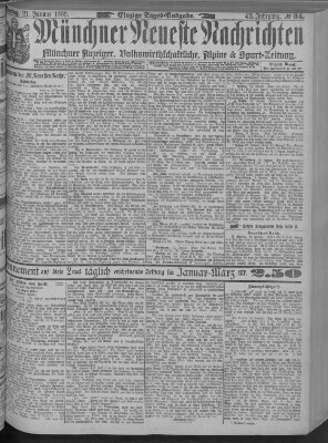 Münchner neueste Nachrichten Montag 21. Januar 1889