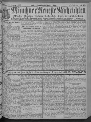 Münchner neueste Nachrichten Dienstag 22. Januar 1889