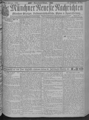 Münchner neueste Nachrichten Freitag 1. Februar 1889