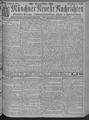 Münchner neueste Nachrichten Freitag 1. Februar 1889