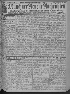 Münchner neueste Nachrichten Montag 4. Februar 1889