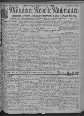 Münchner neueste Nachrichten Montag 11. Februar 1889