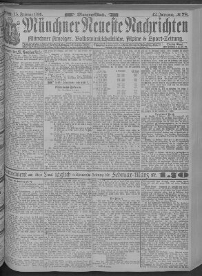 Münchner neueste Nachrichten Freitag 15. Februar 1889