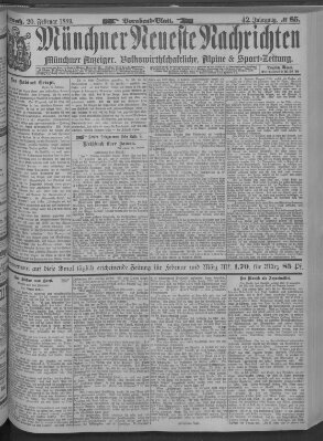 Münchner neueste Nachrichten Mittwoch 20. Februar 1889