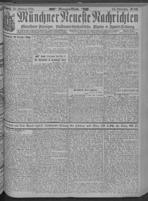 Münchner neueste Nachrichten Mittwoch 20. Februar 1889