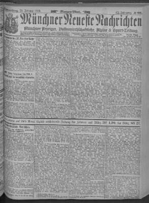 Münchner neueste Nachrichten Donnerstag 21. Februar 1889