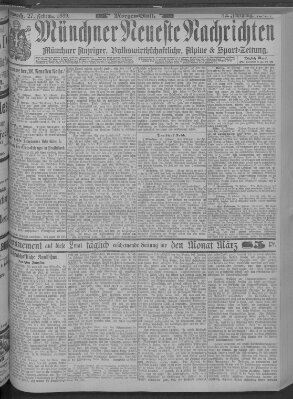 Münchner neueste Nachrichten Mittwoch 27. Februar 1889