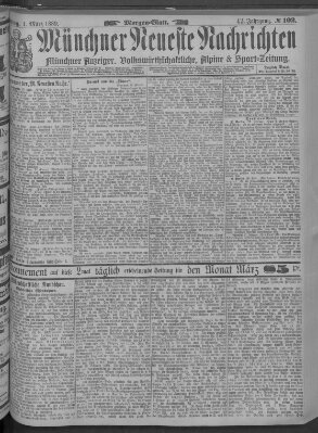 Münchner neueste Nachrichten Freitag 1. März 1889