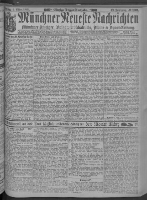 Münchner neueste Nachrichten Montag 4. März 1889