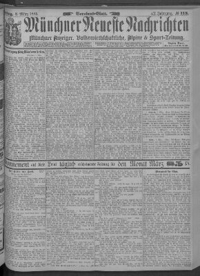 Münchner neueste Nachrichten Freitag 8. März 1889