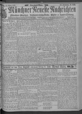 Münchner neueste Nachrichten Dienstag 12. März 1889