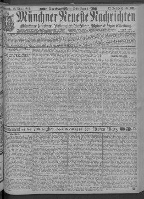 Münchner neueste Nachrichten Mittwoch 13. März 1889