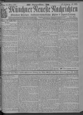 Münchner neueste Nachrichten Samstag 16. März 1889