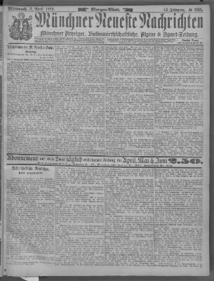 Münchner neueste Nachrichten Mittwoch 3. April 1889