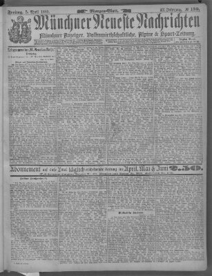 Münchner neueste Nachrichten Freitag 5. April 1889