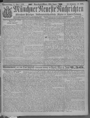 Münchner neueste Nachrichten Donnerstag 11. April 1889