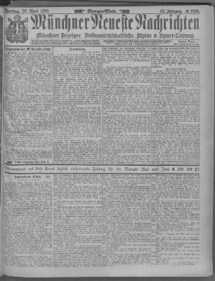 Münchner neueste Nachrichten Freitag 26. April 1889