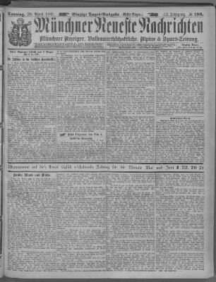 Münchner neueste Nachrichten Sonntag 28. April 1889