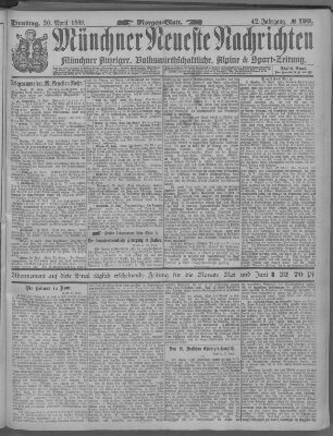 Münchner neueste Nachrichten Dienstag 30. April 1889