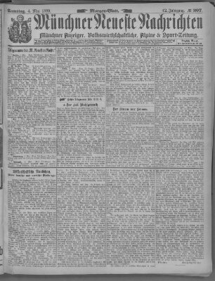 Münchner neueste Nachrichten Samstag 4. Mai 1889