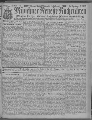 Münchner neueste Nachrichten Sonntag 12. Mai 1889