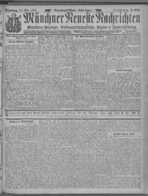 Münchner neueste Nachrichten Dienstag 14. Mai 1889