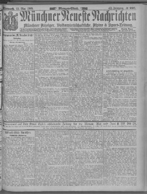 Münchner neueste Nachrichten Mittwoch 15. Mai 1889