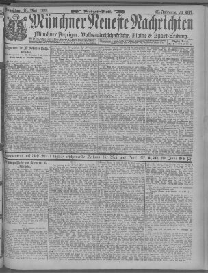 Münchner neueste Nachrichten Samstag 18. Mai 1889