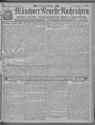 Münchner neueste Nachrichten Mittwoch 5. Juni 1889